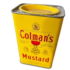 😎Vintage Colman's Mustard Spice Tin Container Yellow Red in excellent co…
